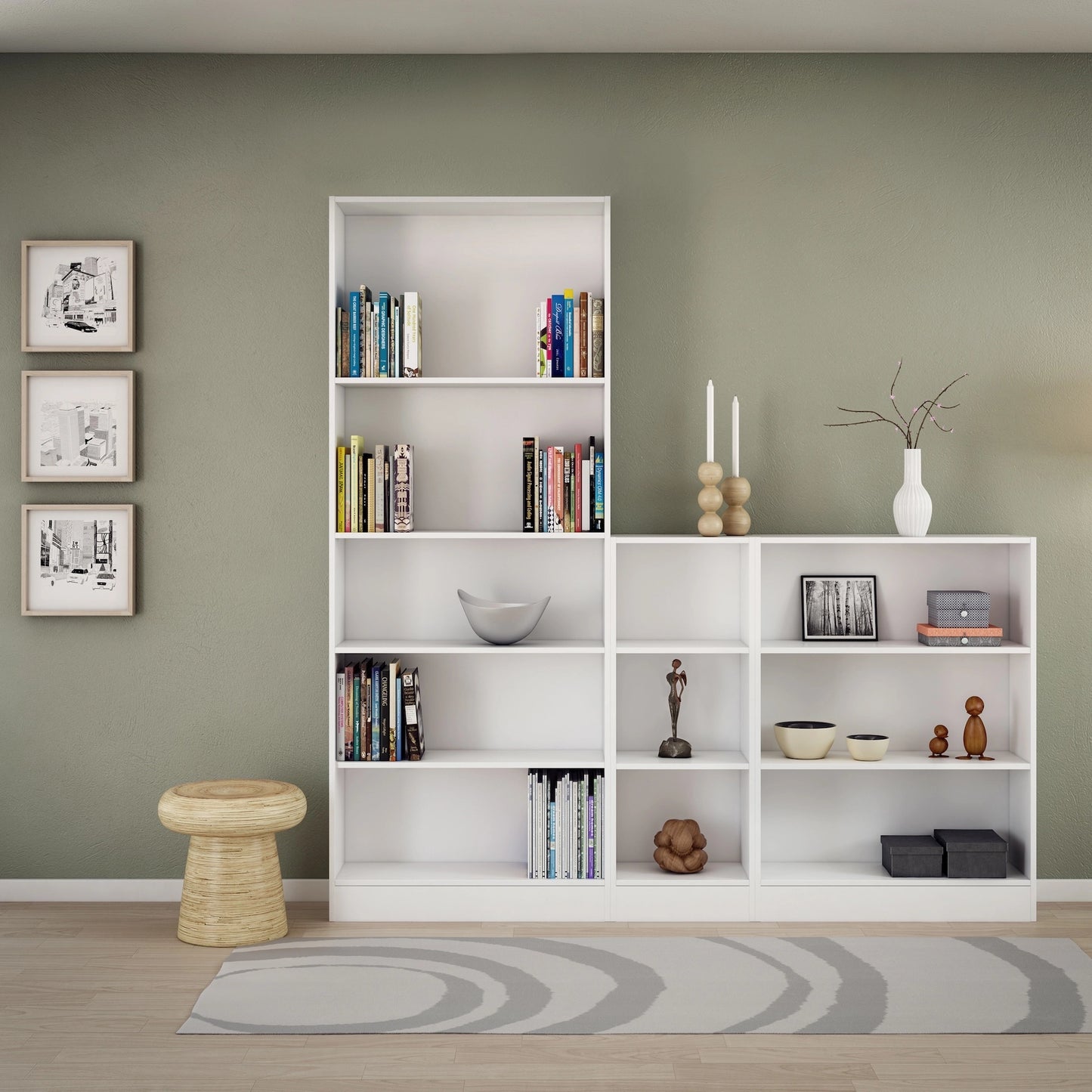 Furniture To Go Basic Low Wide Bookcase (2 Shelves) in White