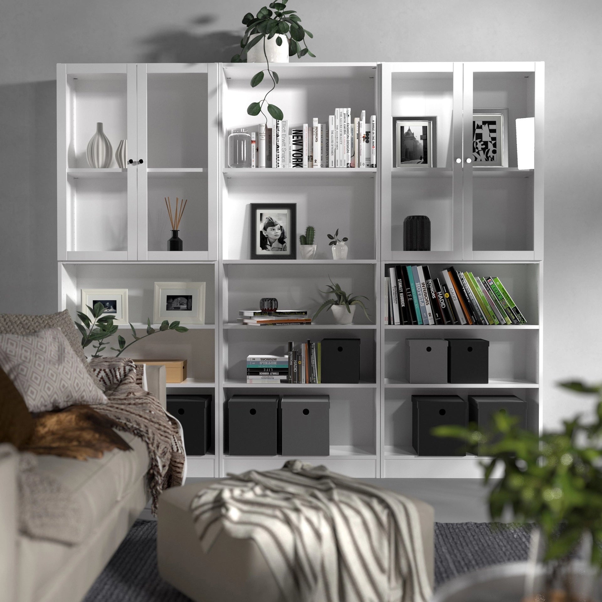 Furniture To Go Basic Tall Wide Bookcase (4 Shelves) in White
