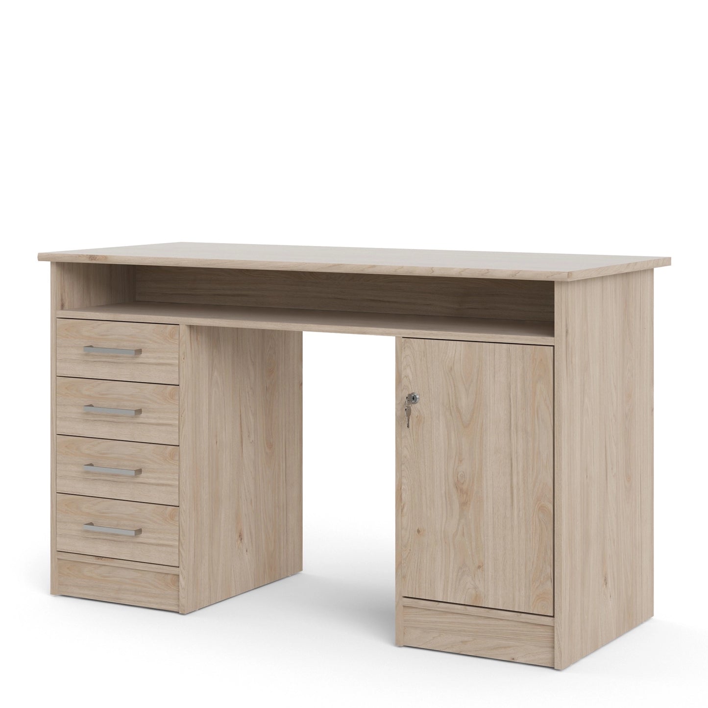 Furniture To Go Function Plus Desk 4 Drawer 1 Door in Jackson Hickory Oak