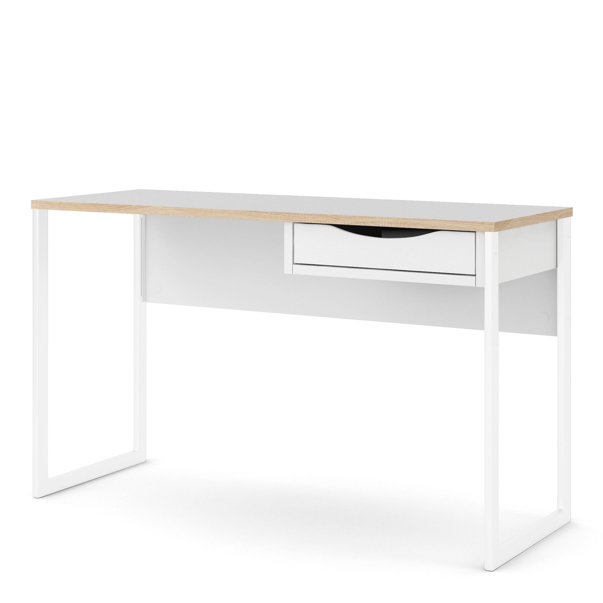 Furniture To Go Function Plus Desk 1 Drawer Wide in White with Oak Trim