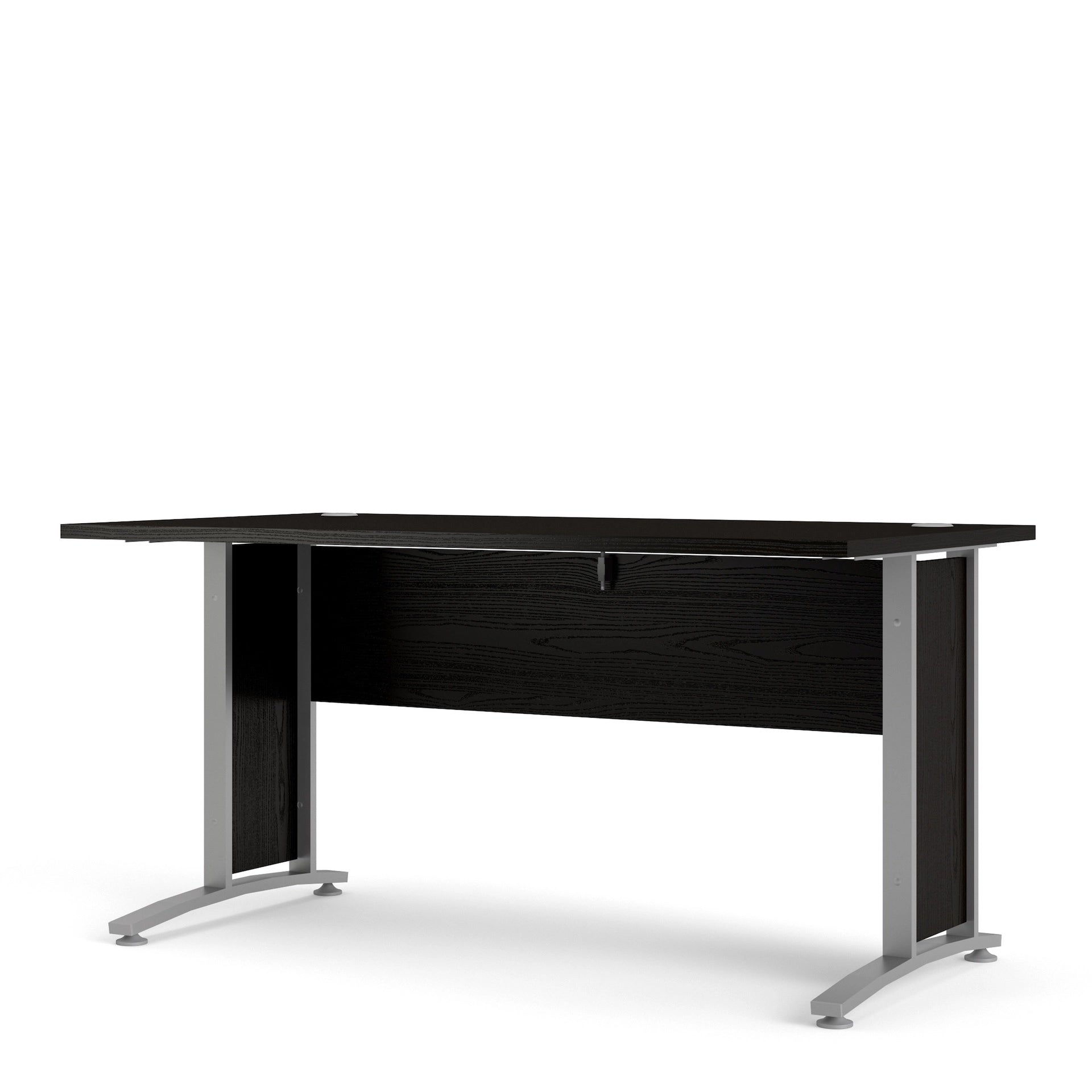Furniture To Go Prima Desk 150cm in Black Woodgrain with Silver Grey Steel Legs