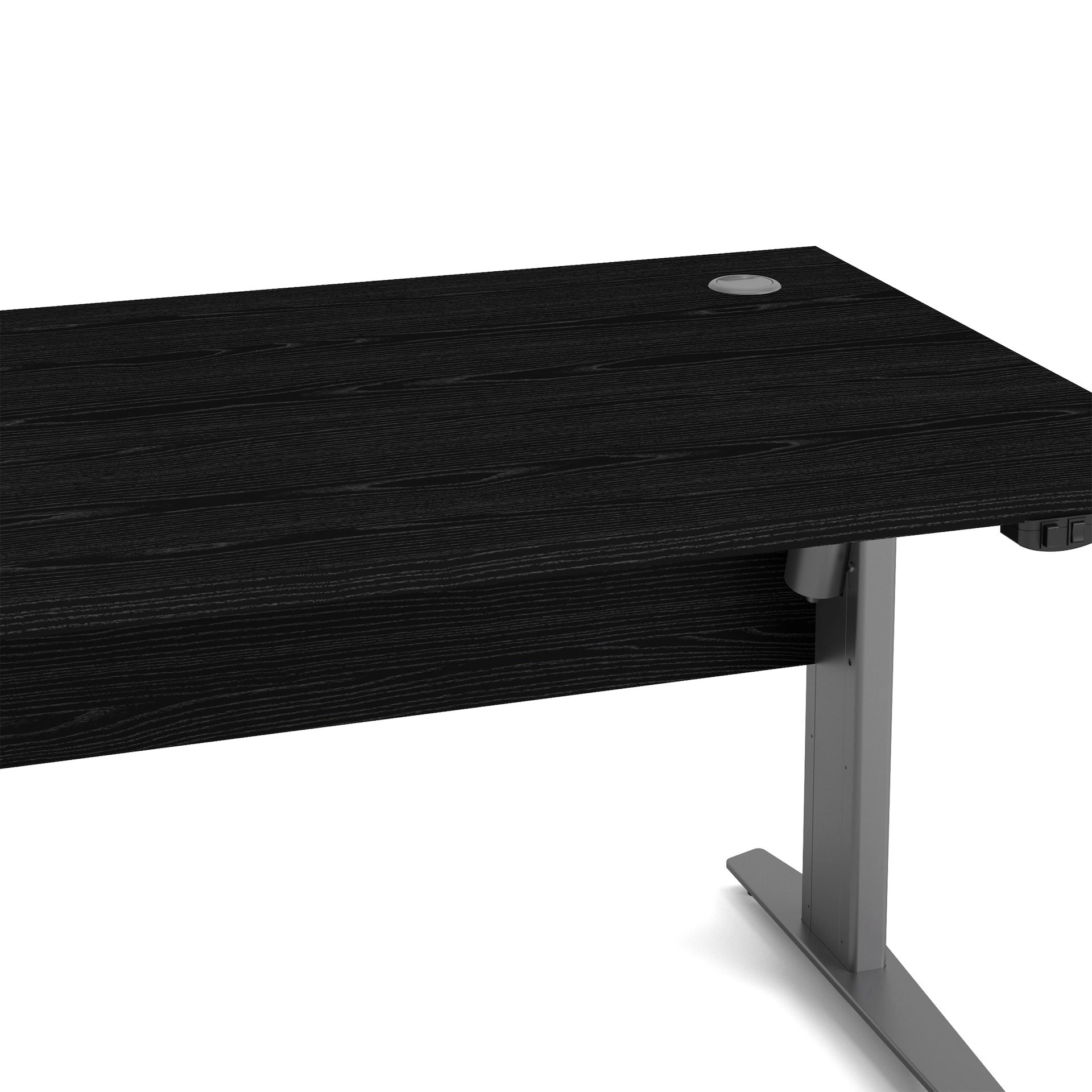 Furniture To Go Prima Desk 150cm in Black Woodgrain with Height Adjustable Legs with Electric Control in Silver Grey Steel