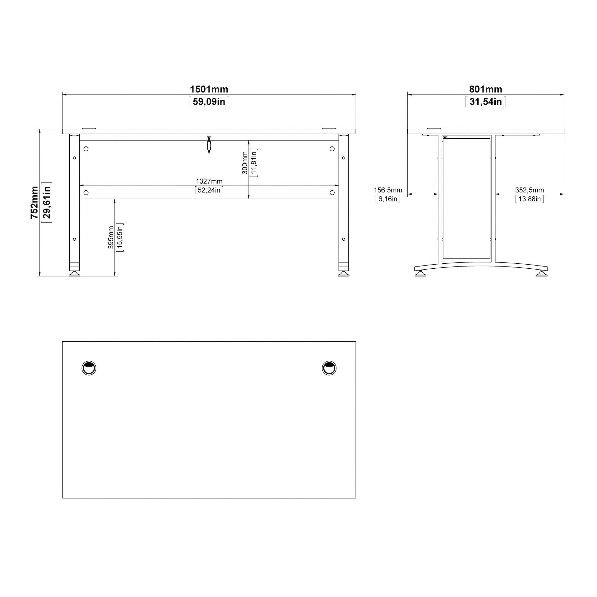 Furniture To Go Prima Desk 150cm in Oak with White Legs