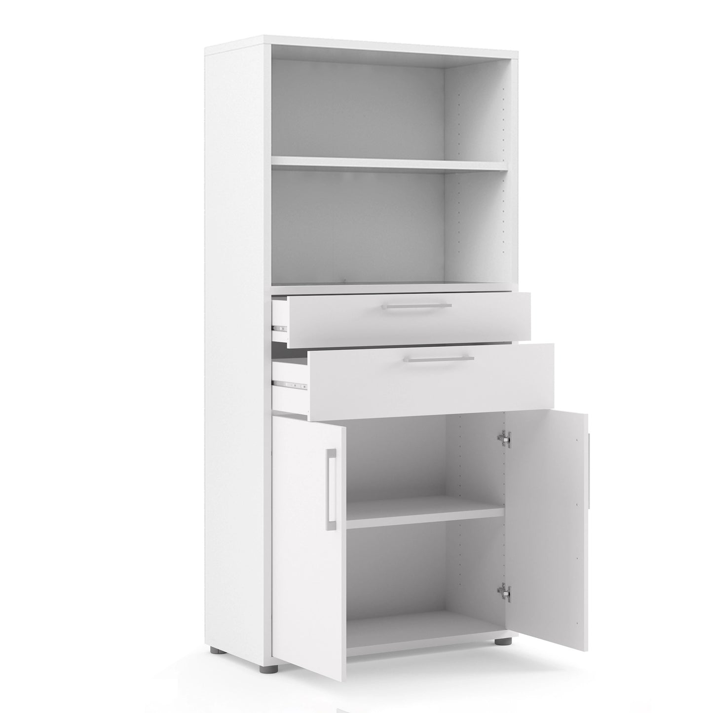 Furniture To Go Prima Bookcase 2 Shelves with 2 Drawers & 2 Doors in White