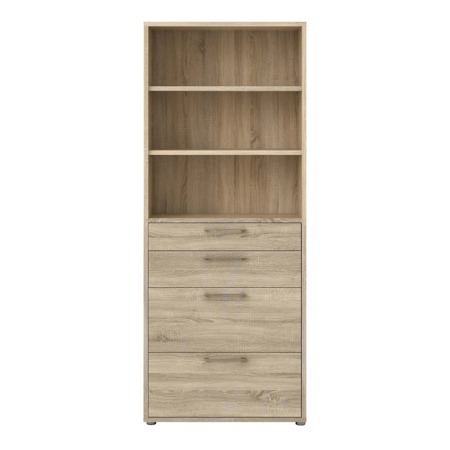 Furniture To Go Prima Bookcase 2 Shelves with 2 Drawers + 2 File Drawers in Oak