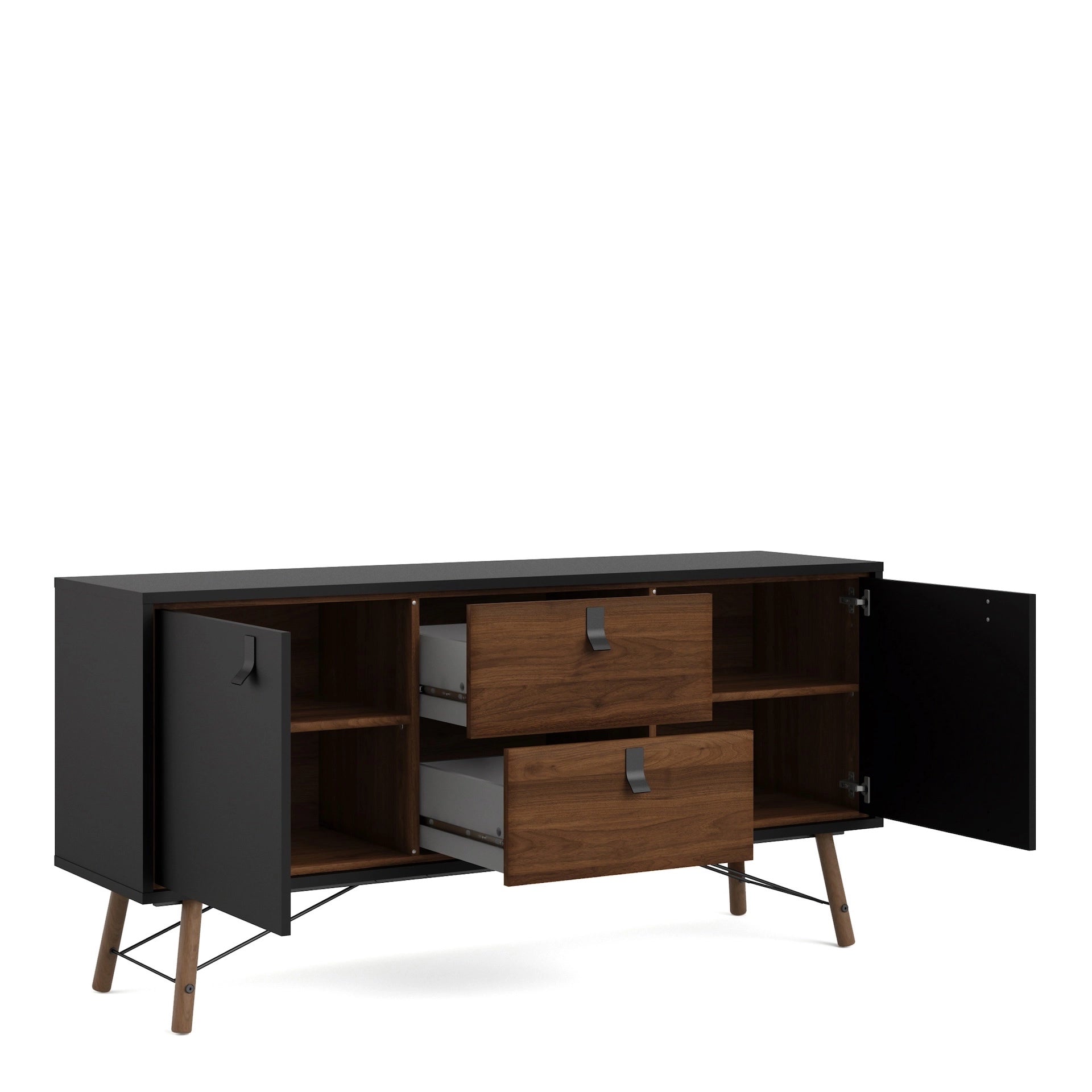 Furniture To Go Ry Sideboard 2 Doors + 2 Drawers Matt Black Walnut