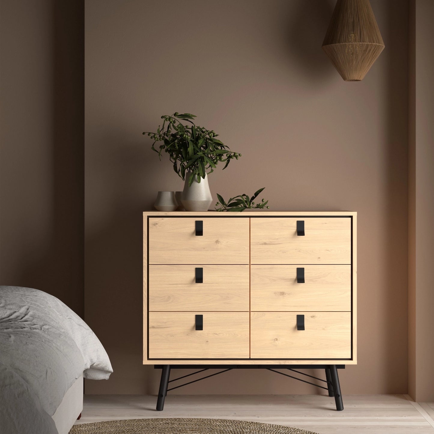 Furniture To Go Ry Small Double Chest of Drawers 6 Drawers in Jackson Hickory Oak