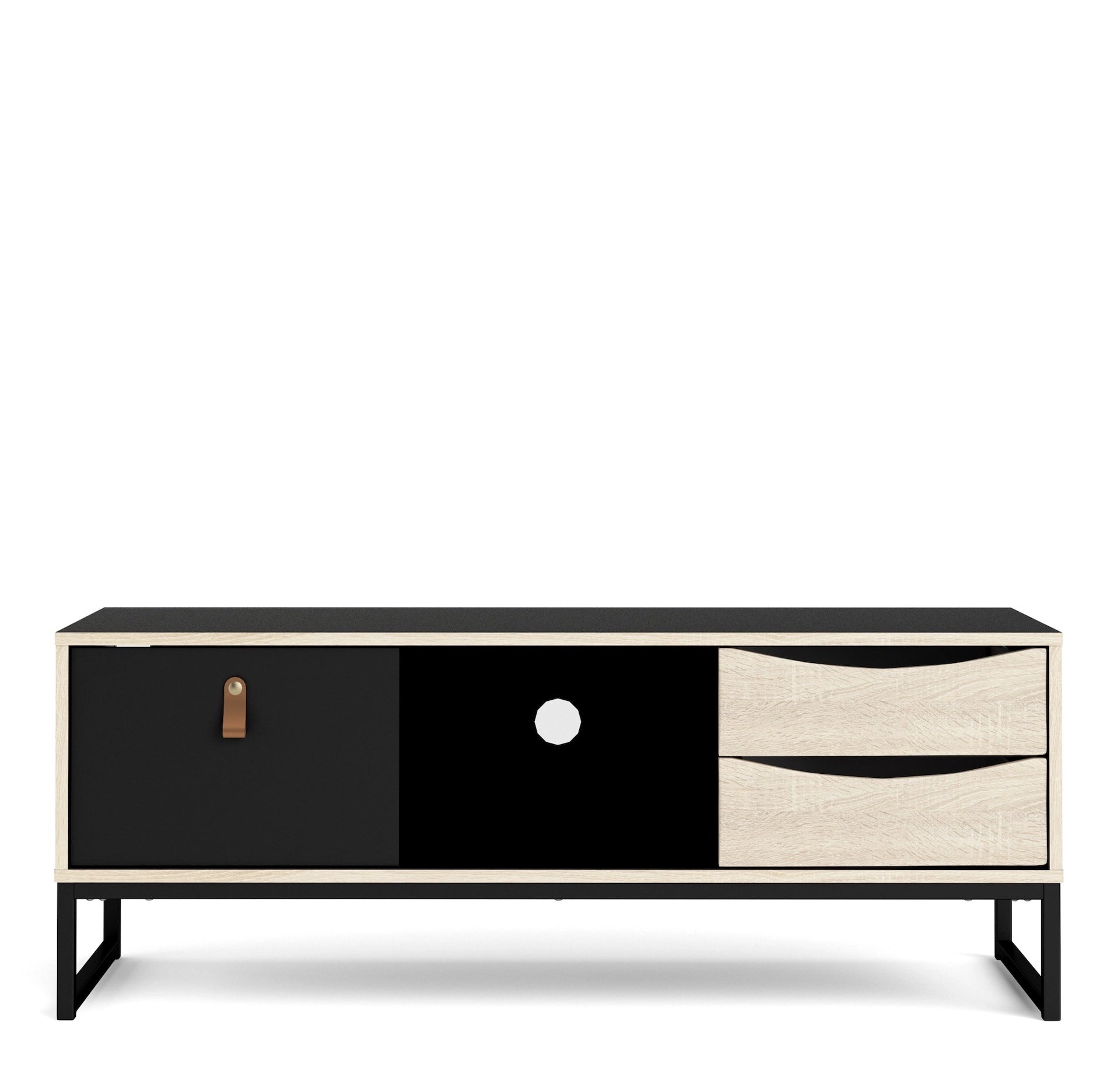 Furniture To Go Stubbe TV Unit 1+2 Drawers & Open Shelf in Matt Black Oak