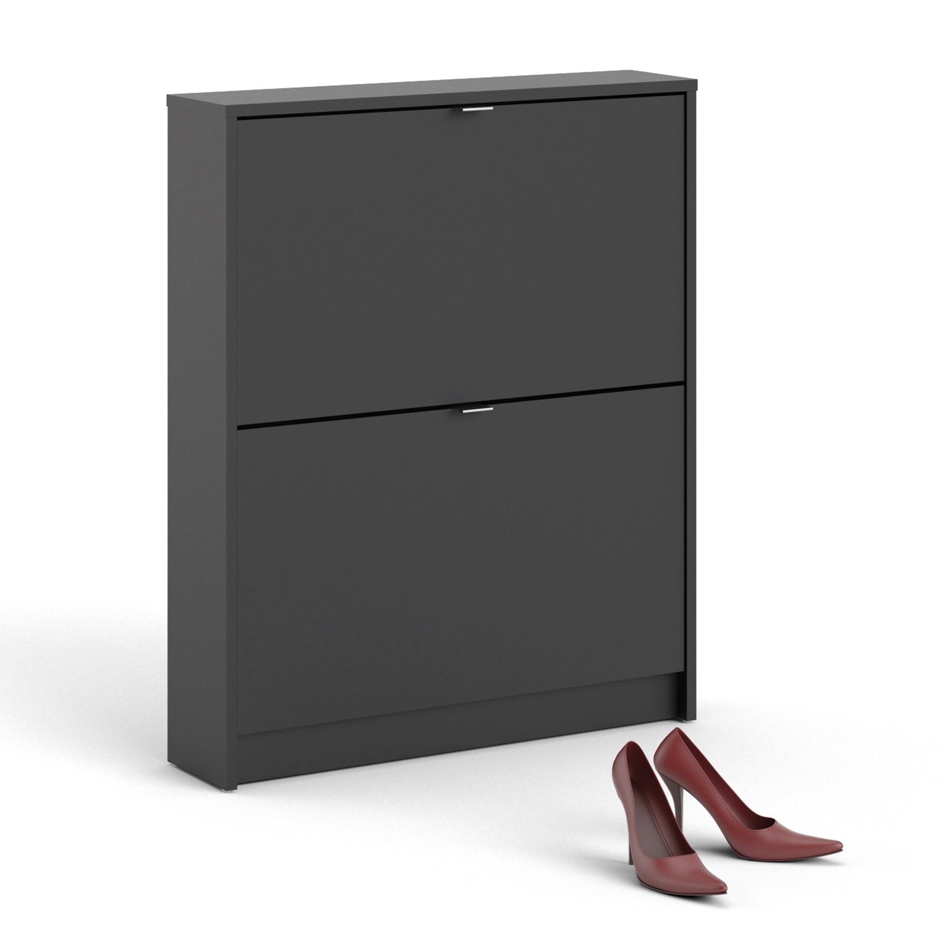 Furniture To Go Shoes Shoe Cabinet W. 2 Tilting Doors & 1 Layer in Matt Black