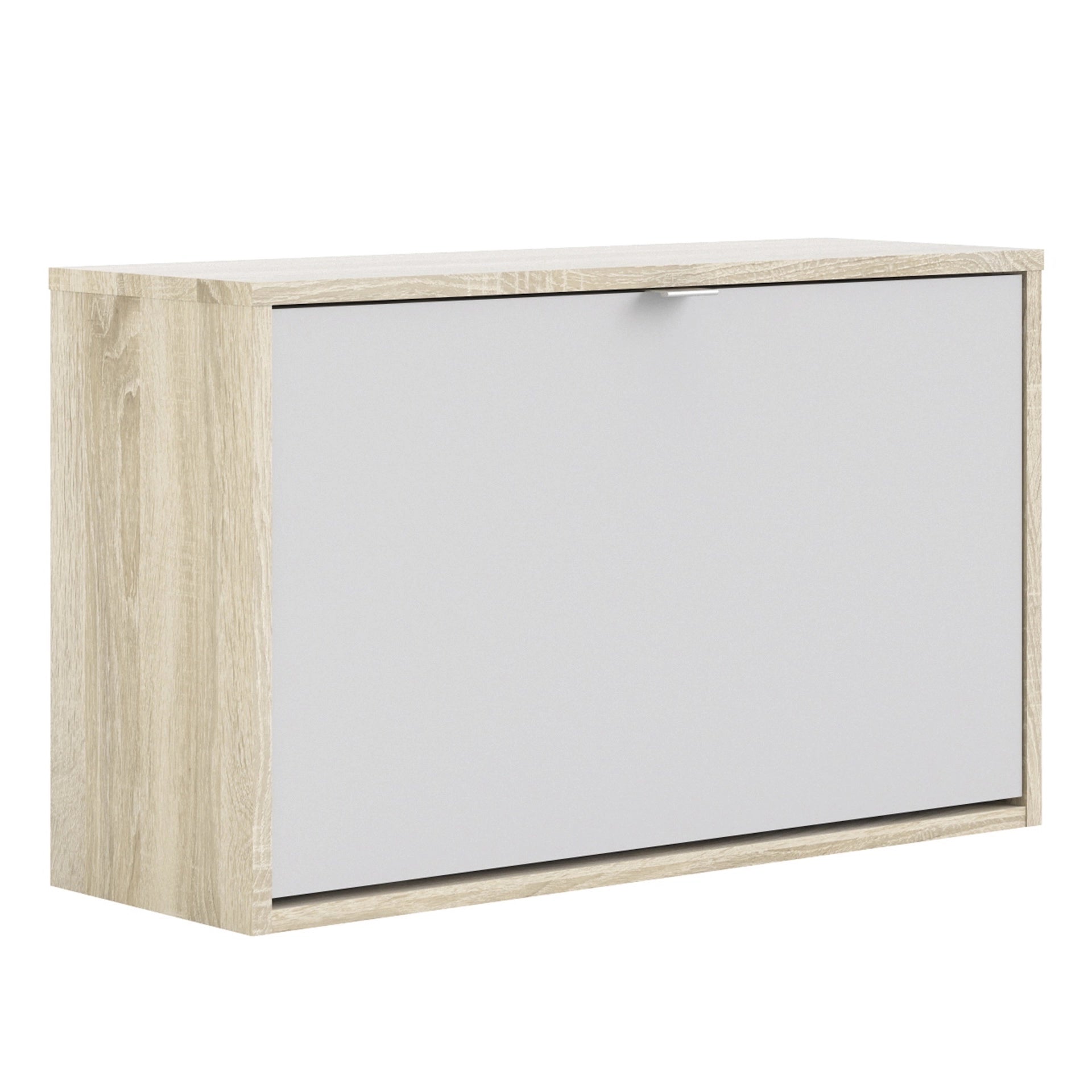 Furniture To Go Shoes Shoe Cabinet W. 1 Tilting Door & 2 Layers Oak Structure White