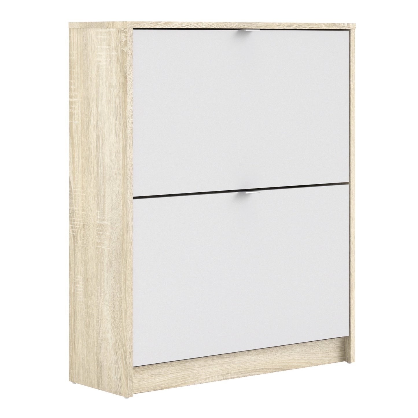 Furniture To Go Shoes Shoe Cabinet W. 2 Tilting Doors & 2 Layers Oak Structure White