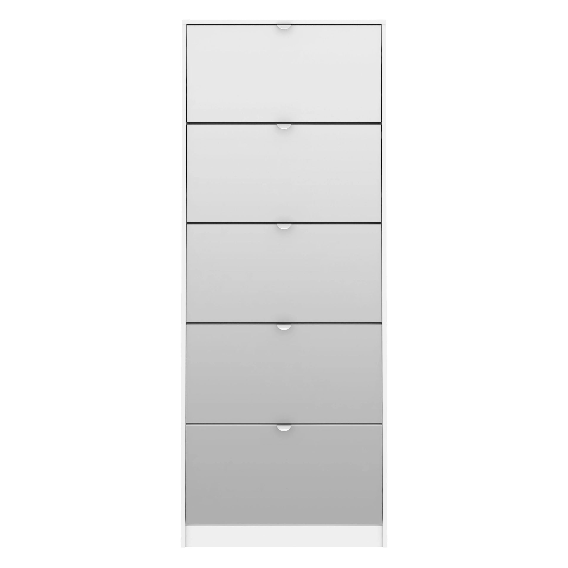 Furniture To Go Shoes Shoe Cabinet 5 Mirror Tilting Doors in White
