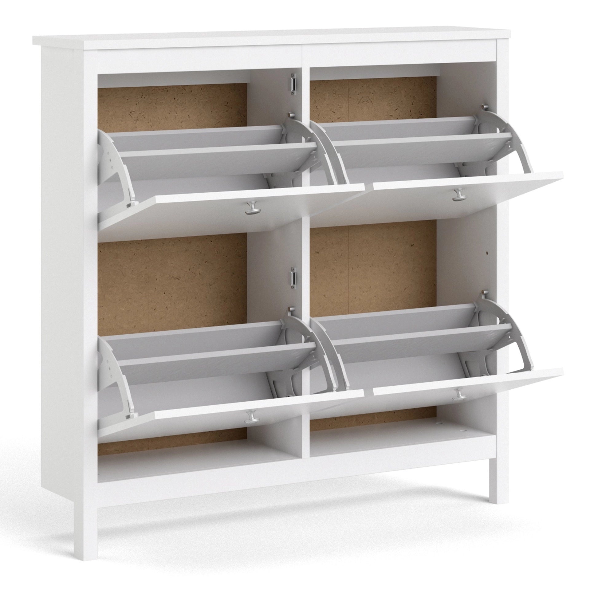 Furniture To Go Madrid Shoe Cabinet 4 Compartments in White