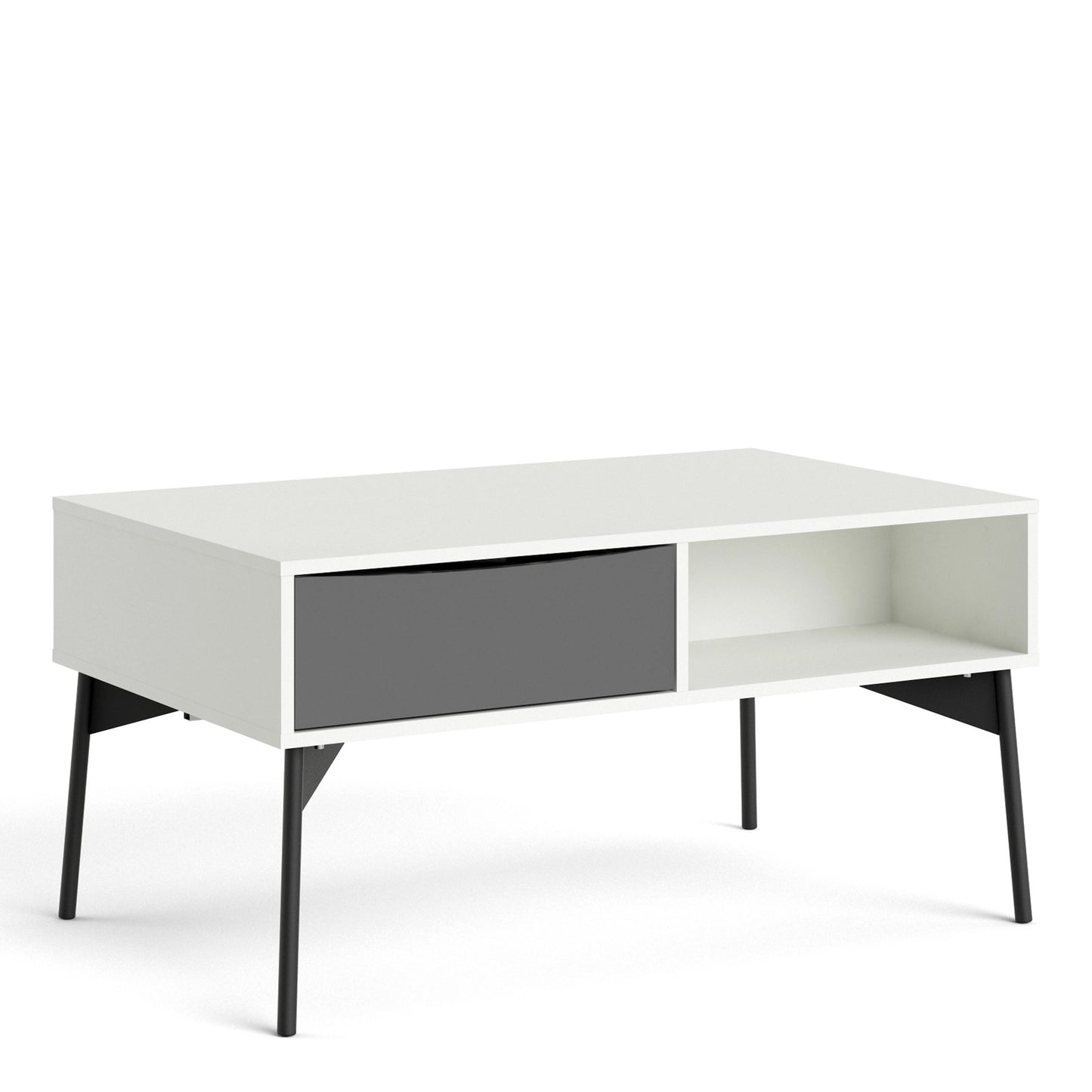 Furniture To Go Fur Coffee Table with 1 Drawer in Grey & White
