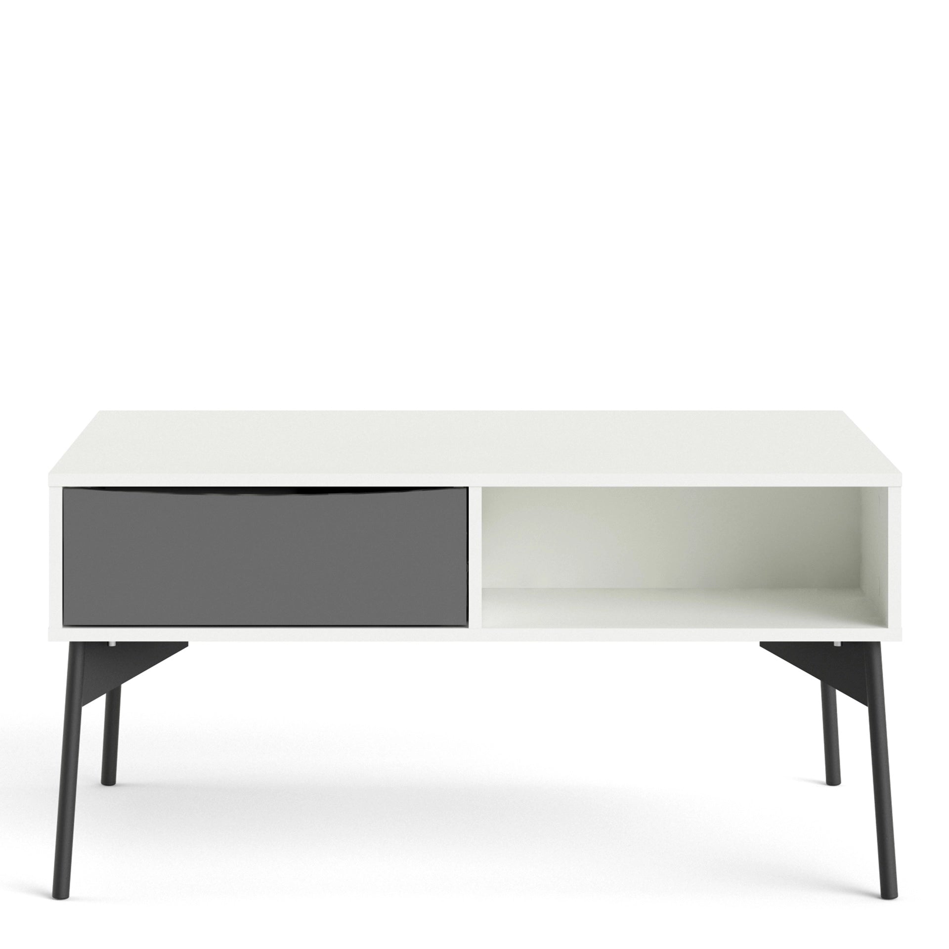 Furniture To Go Fur Coffee Table with 1 Drawer in Grey & White