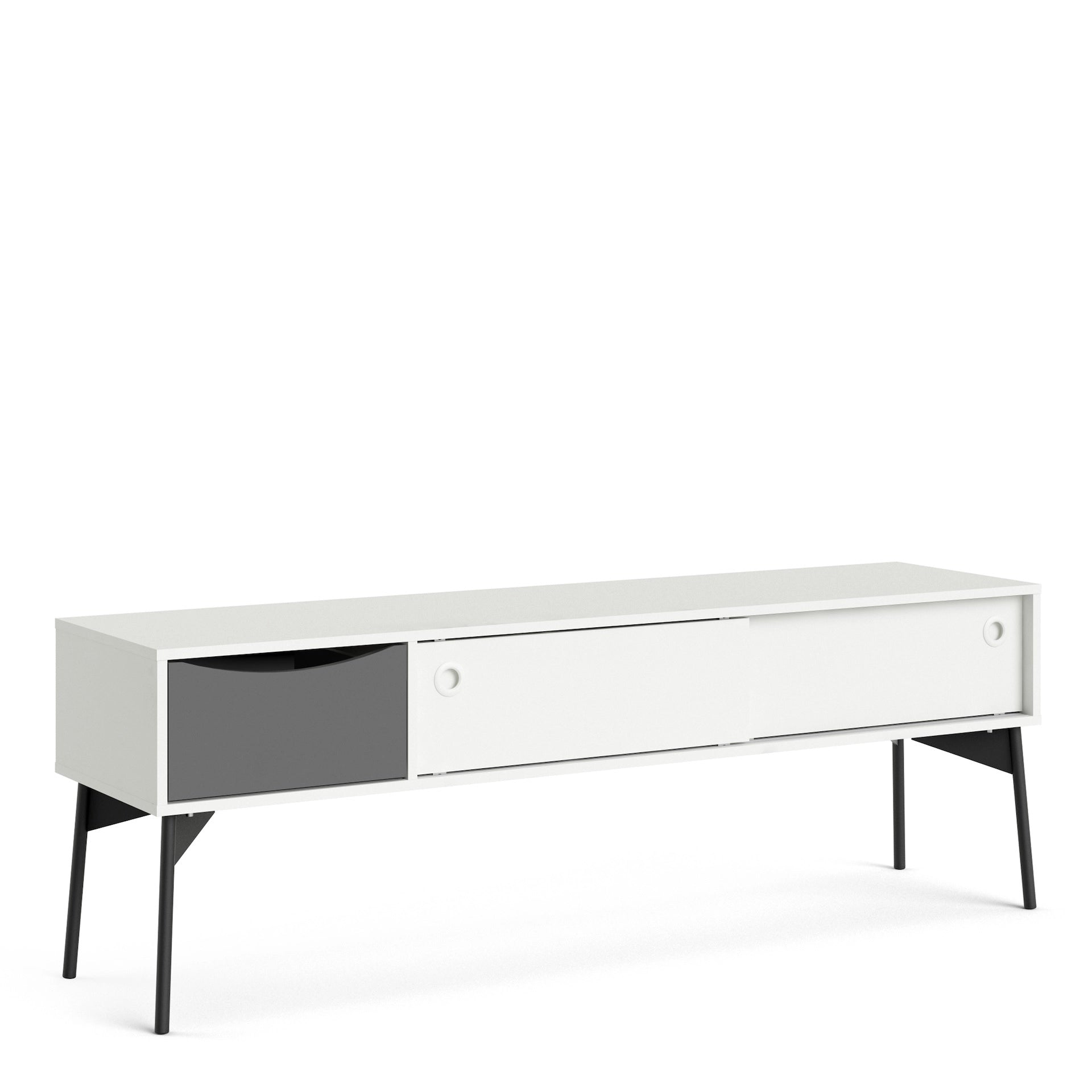 Furniture To Go Fur TV-Unit 2 Sliding Doors + 1 Drawer in Grey & White