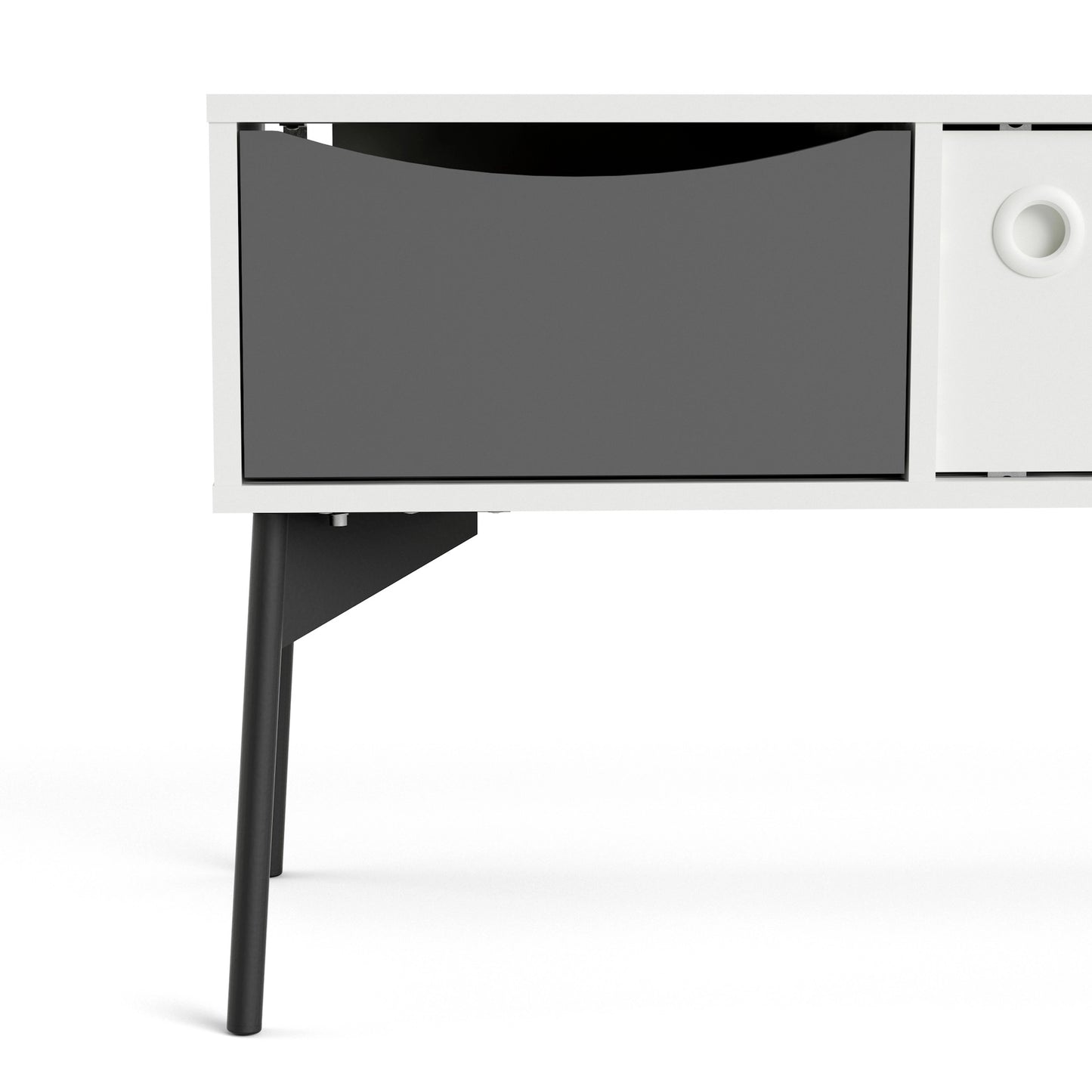 Furniture To Go Fur TV-Unit 2 Sliding Doors + 1 Drawer in Grey & White