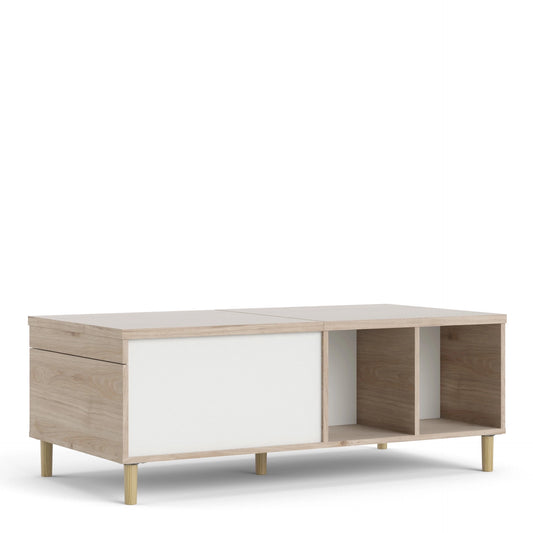 Furniture To Go Rome Coffee Table with Sliding Top in Jackson Hickory Oak with Matt White