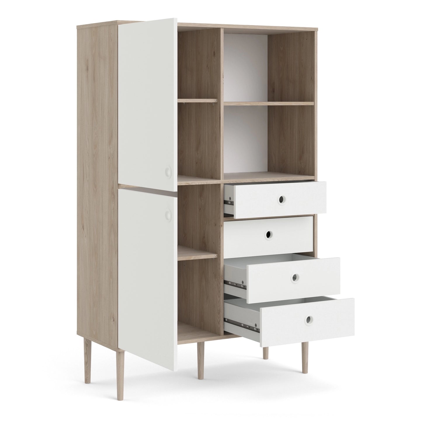 Furniture To Go Rome Bookcase 2 Doors + 4 Drawers in Jackson Hickory Oak with Matt White