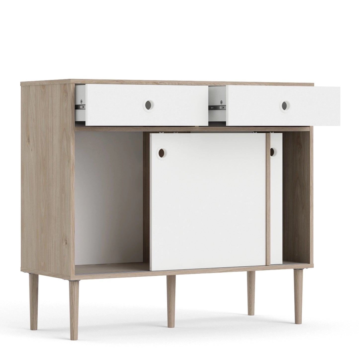 Furniture To Go Rome Sideboard 2 Sliding Doors + 2 Drawers in Jackson Hickory Oak with Matt White