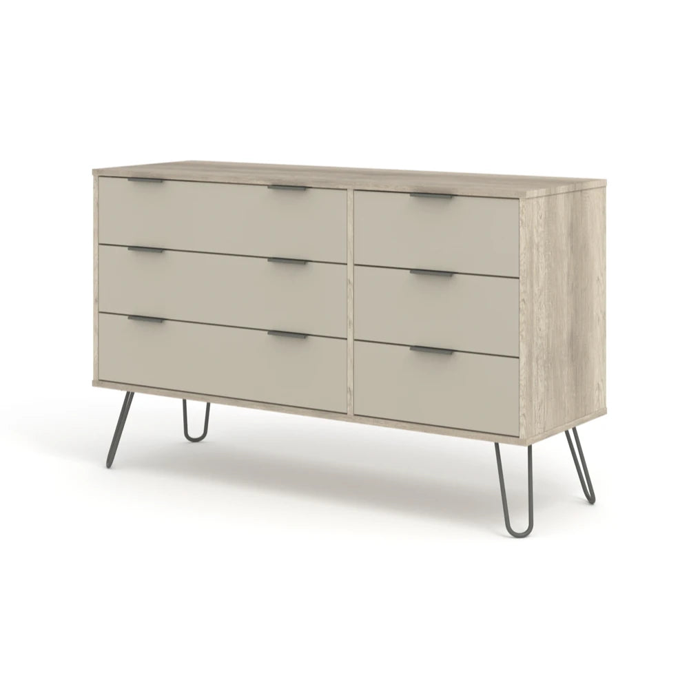 Core Products Augusta Driftwood 3+3 Drawer Wide Chest Of Drawers