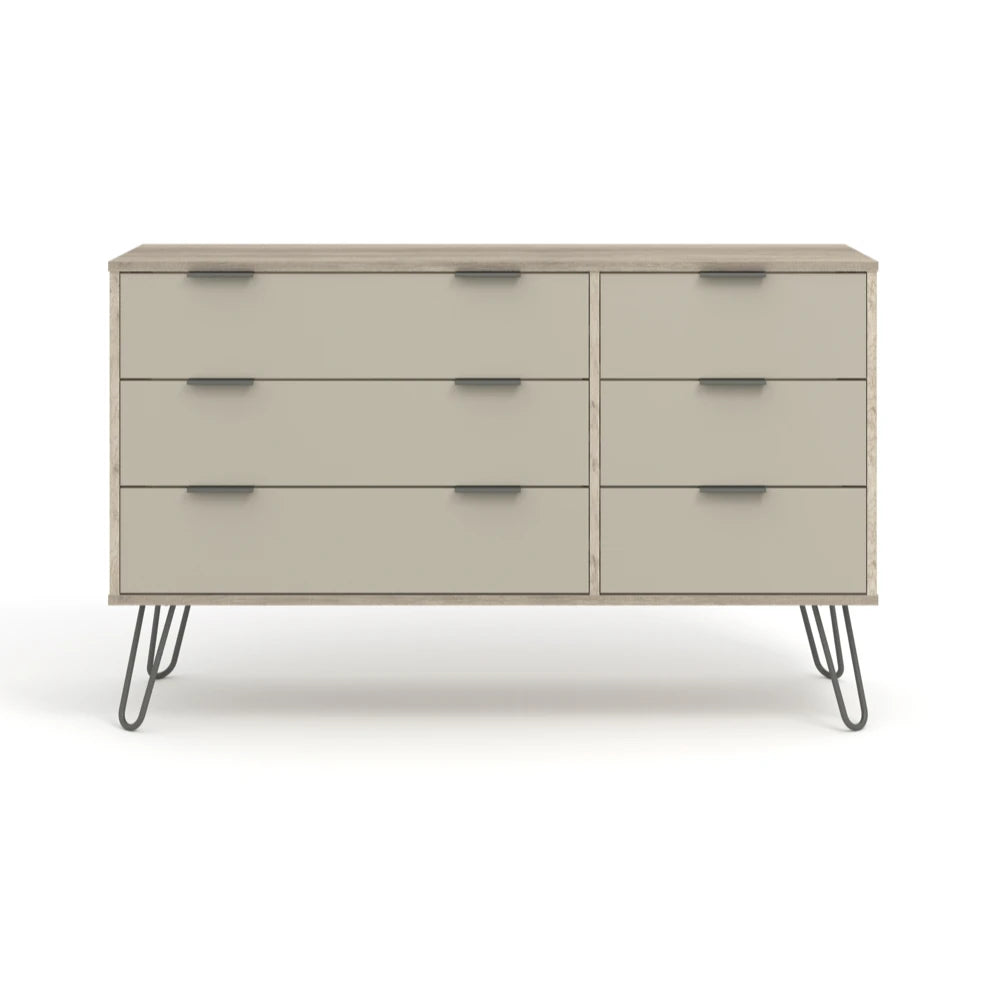 Core Products Augusta Driftwood 3+3 Drawer Wide Chest Of Drawers
