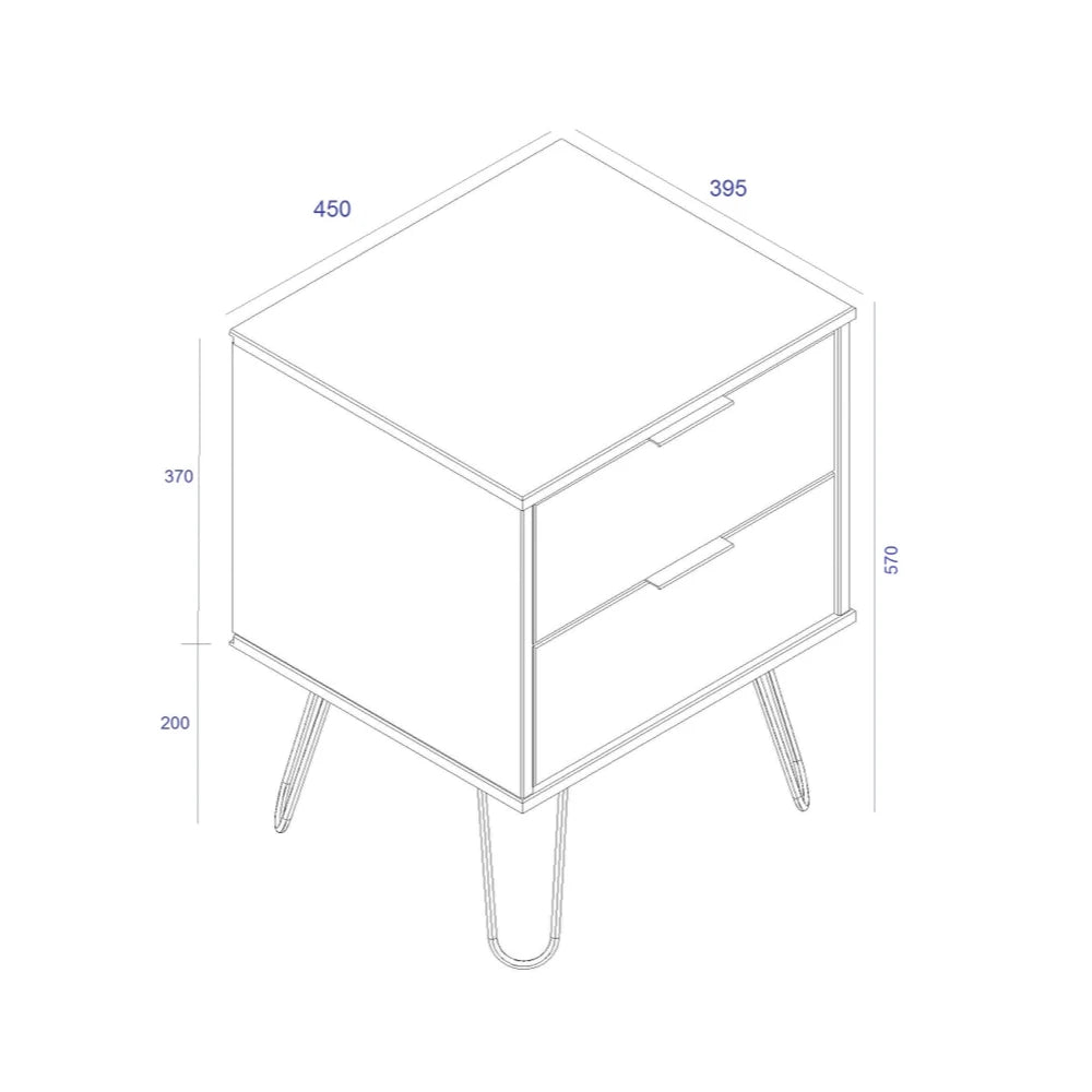 Core Products Augusta White 2 Drawer Bedside Cabinet