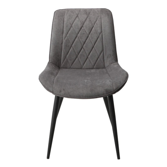 Core Products Aspen Diamond Stitch Grey Fabric Dining Chair, Black Tapered Legs (Pair)