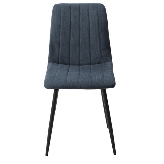 Core Products Aspen Straight Stitch Blue Cord Dining Chair, Black Tapered Legs (Pair)