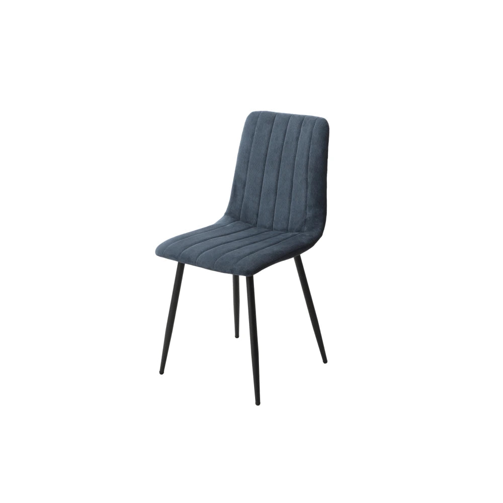 Core Products Aspen Straight Stitch Blue Cord Dining Chair, Black Tapered Legs (Pair)