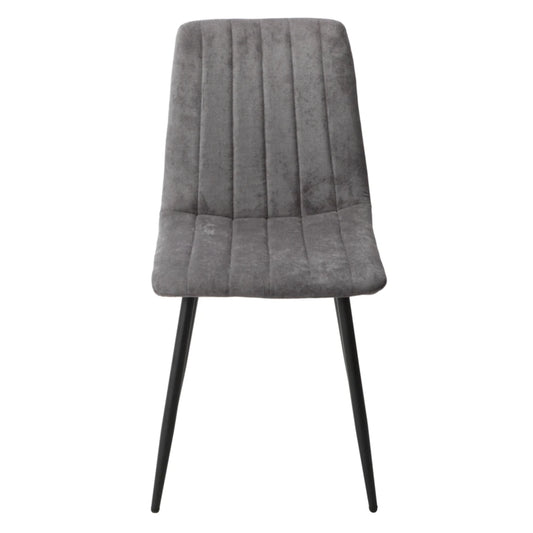 Core Products Aspen Straight Stitch Grey Dining Chair, Black Tapered Legs (Pair)