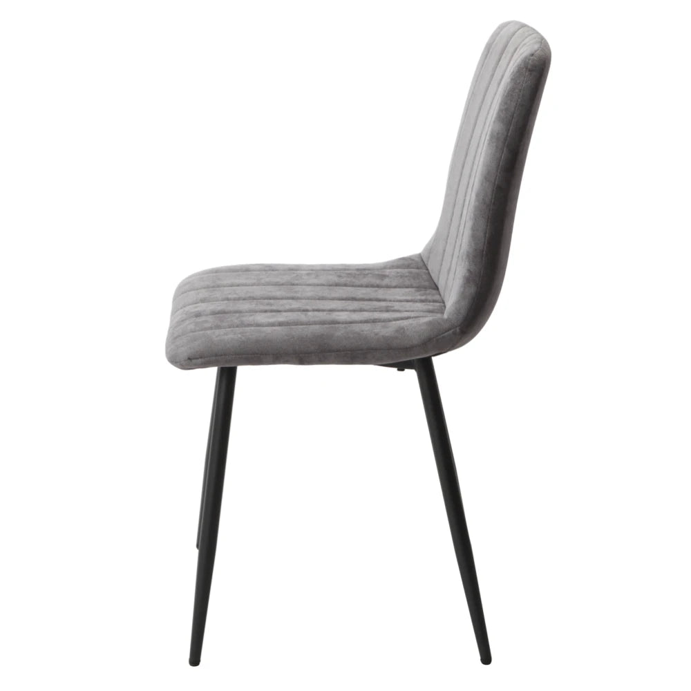 Core Products Aspen Straight Stitch Grey Dining Chair, Black Tapered Legs (Pair)