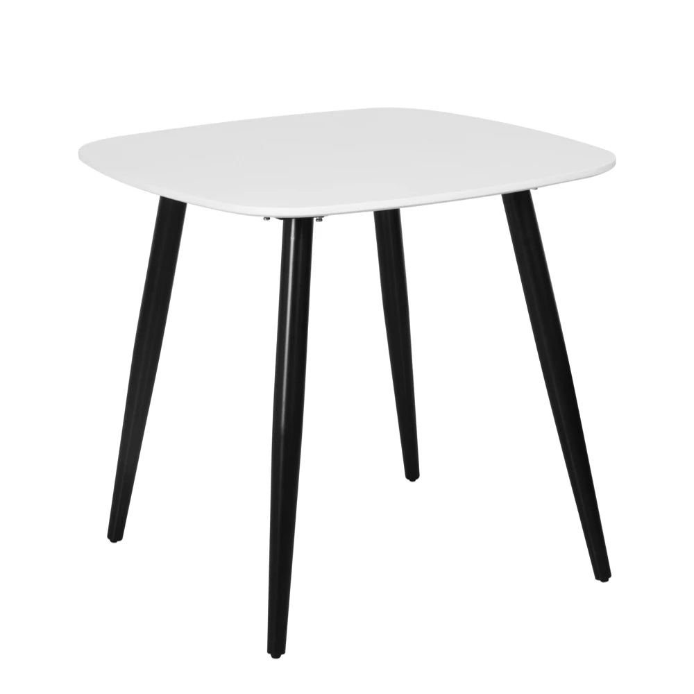 Core Products Aspen Square Dining Table, White Painted Top With Black Tapered Legs