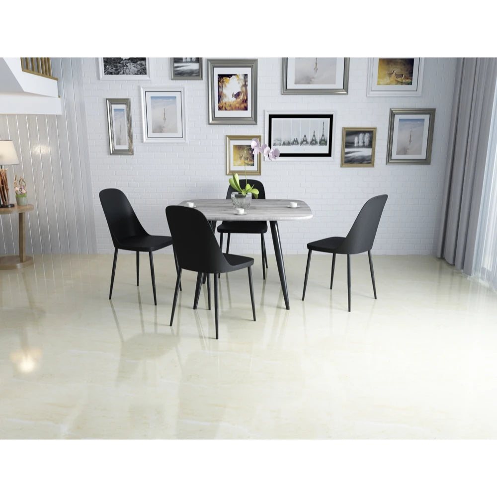 Core Products Aspen Rectangular Dining Table, Grey Oak Effect With Black Tapered Legs