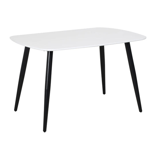 Core Products Aspen Rectangular Dining Table, White Painted Top With Black Tapered Legs