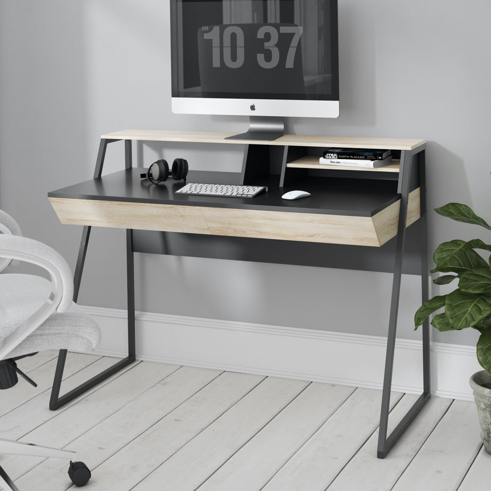 Alphason Salcombe Office Desk, Oak & Black