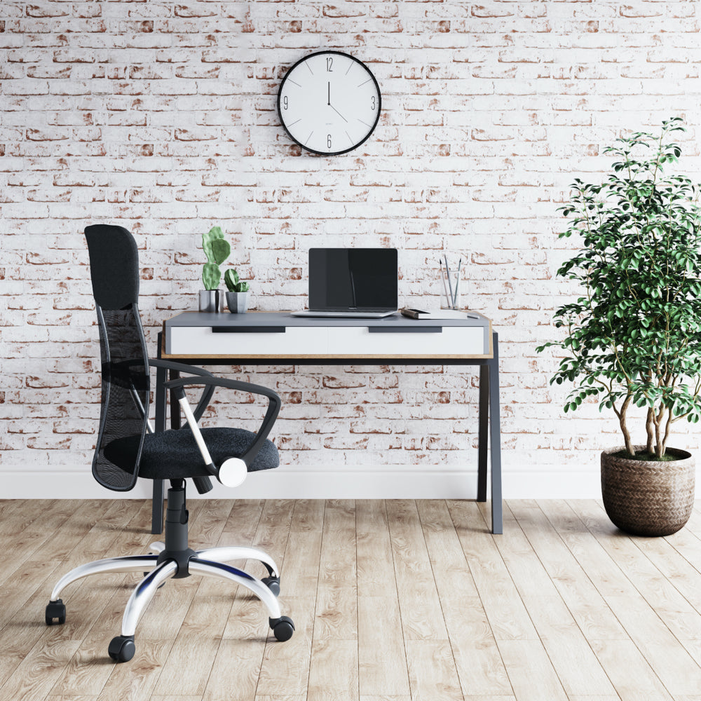Alphason Geneva Office Desk, Grey, White & Walnut