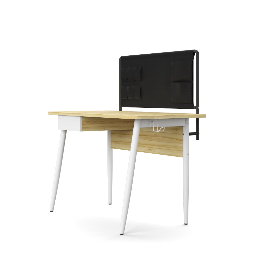 Alphason Freemont Office Desk,  White With Black Fabric Storage
