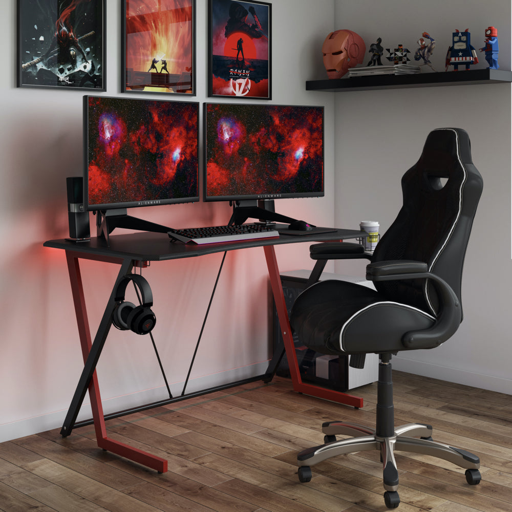 Alphason Phantom Gaming Desk, Black & Red