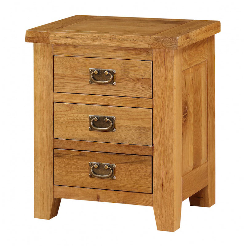 Heartlands Furniture Acorn Solid Oak Bedside Table 3 Drawer