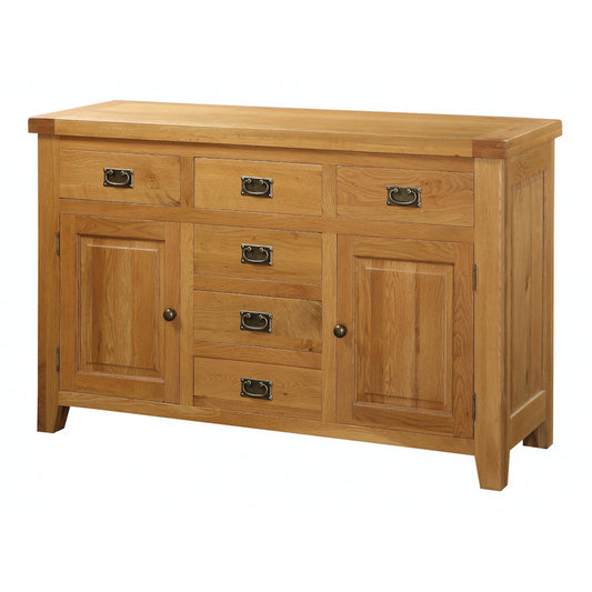 Heartlands Furniture Acorn Solid Oak Sideboard Large 2 Doors & 6 Drawers