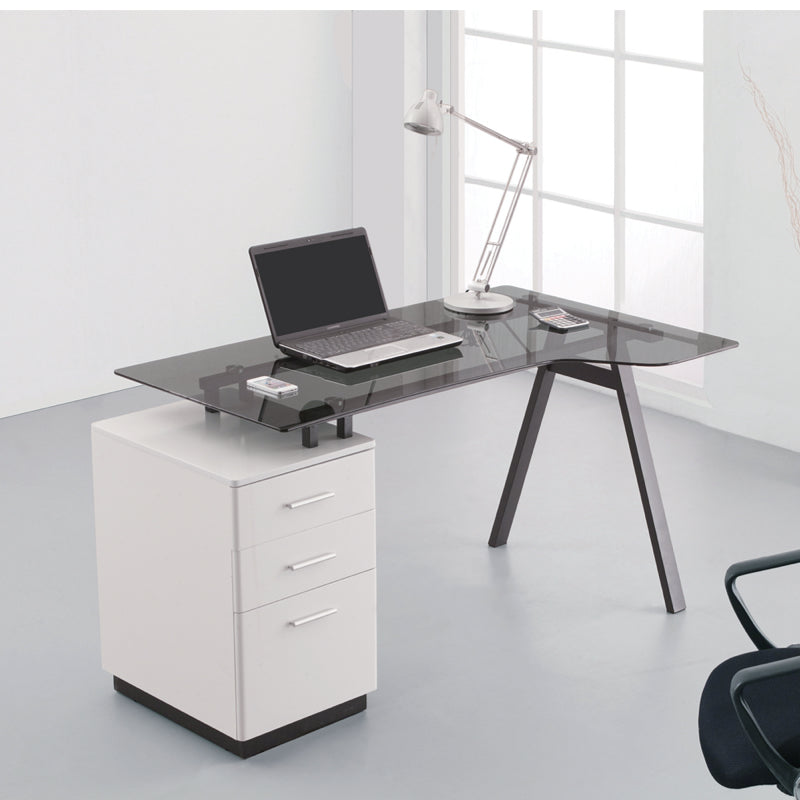 Alphason Cleveland 4 Office Desk, White & Grey