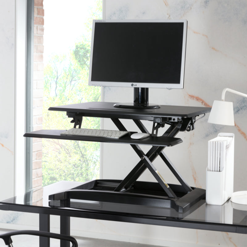 Alphason Height Adjustable Desktop Office Desk, Black