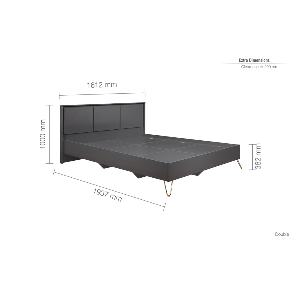 Birlea Arlo 4ft 6in Double Wooden Bed Frame, Charcoal