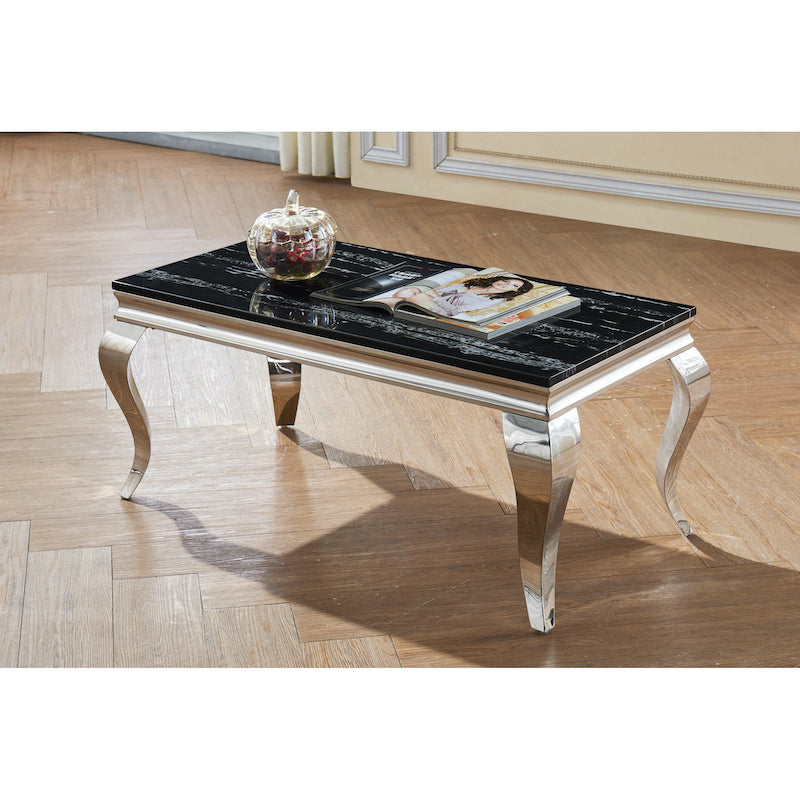 Heartlands Furniture Arriana Marble Coffee Table with Stainless Steel Base