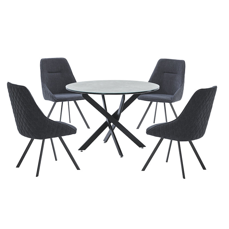 Heartlands Furniture Ascot Linen Dining Chair Grey & Black (Pack of 2)