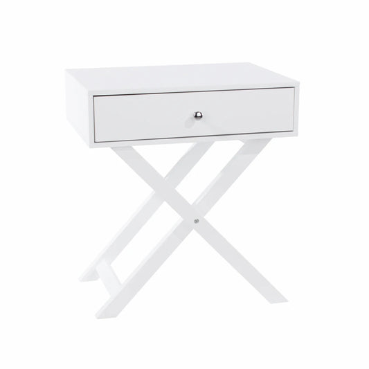 Core Products Options White X Leg  1 Drawer Petite Bedside Cabinet