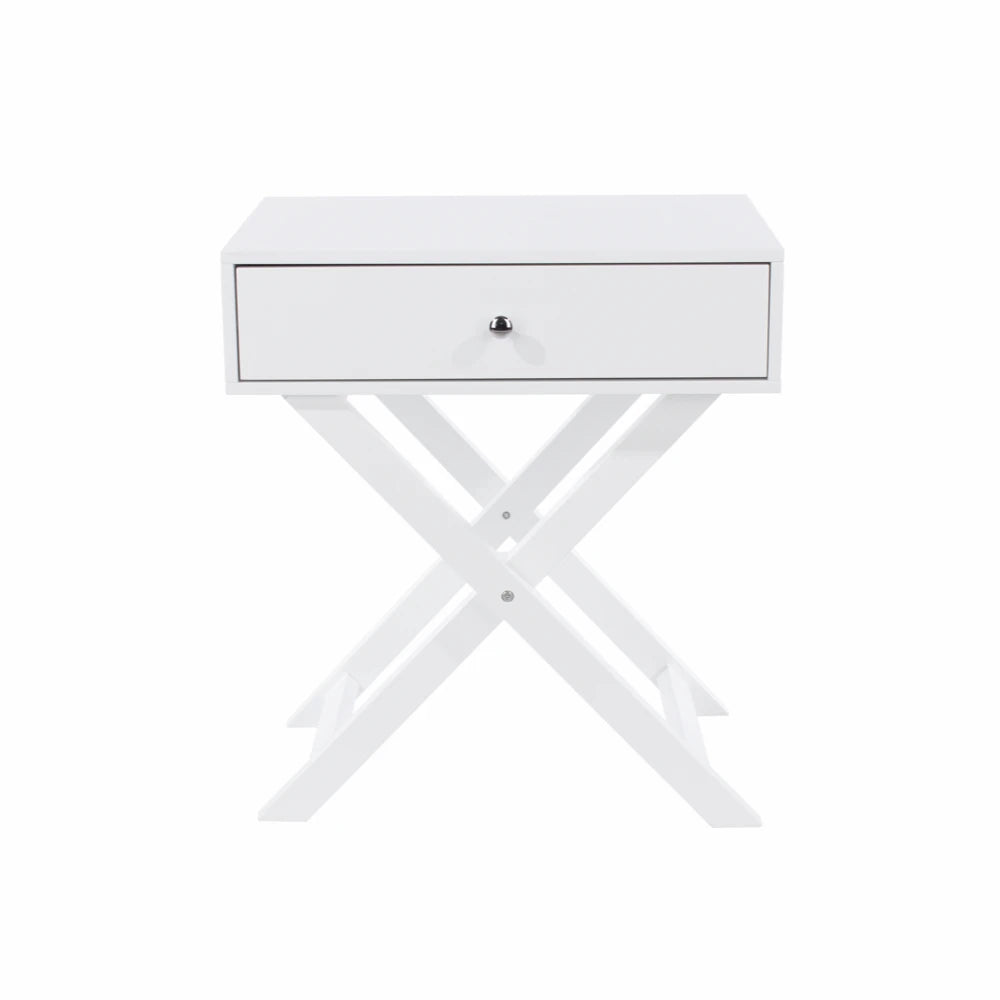 Core Products Options White X Leg  1 Drawer Petite Bedside Cabinet