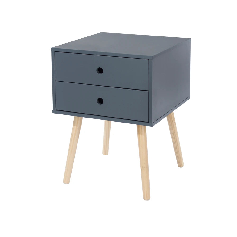 Core Products Options Blue Scandia, 2 Drawer & Wood Legs Bedside Cabinet