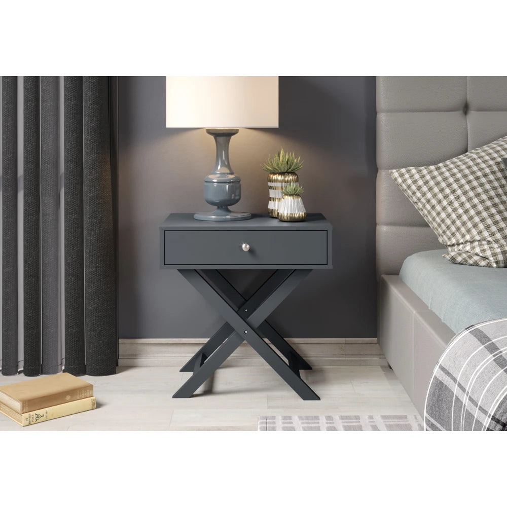 Core Products Options Blue X Leg  1 Drawer Petite Bedside Cabinet